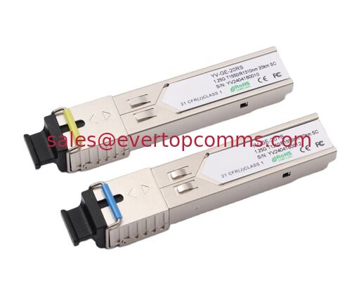 China SC Port  Single Fiber SFP 1.25G 20km Optical Transceiver Module   1310/1550nm Fiber Optic Transceivers OEM Manufacturer supplier