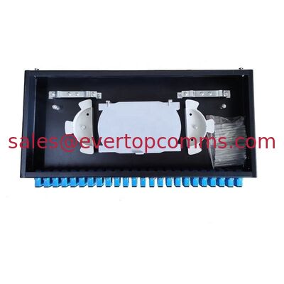 China 482*200*45mm with SC Duplex Adapters 1U 24 Port 48 Core Rack Type Optical Patch Panel supplier