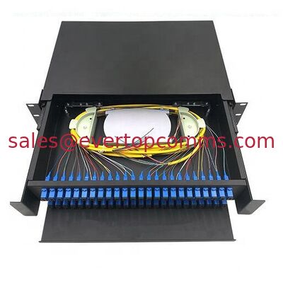 China 2U 3U 48 96 192 Cores Slide Drawer Type Optic Fiber Patch Panels SC LC FC Adapters Black / Grey supplier