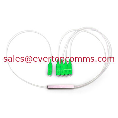 China 1X4 PLC  Fiber Optic Splitter SC/APC  Connector 0.9mm Cable 1m G657A Steel Tube supplier
