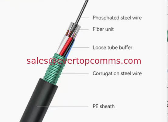 GYTS 24 Core Outdoor Fiber Optic Cable SM G652D  Steel Tape Armored PE  Burial/aerial/duct Laying supplier