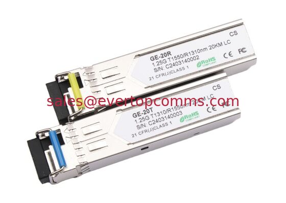 LC Port  Single Fiber SFP 1.25G 20km Optical Transceiver Module   1310nm Fiber Optic Transceivers OEM Manufacturer supplier