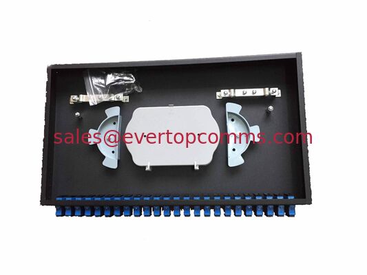 SC Duplex type 482*200*45mm Dimension 24 Port 48 Core 1U Rack Type Fiber Optic Patch Panel without adapters supplier