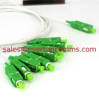 1X8 PLC  Fiber Optic Splitter SC/APC  Connector 0.9mm Cable 1m G657A Steel Tube supplier