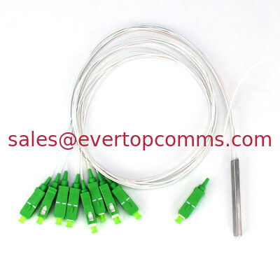 1X8 PLC  Fiber Optic Splitter SC/APC  Connector 0.9mm Cable 1m G657A Steel Tube supplier